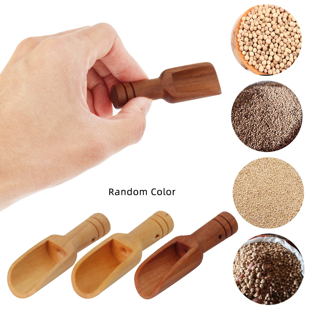 

10pcs Wooden Handle Small Salt Shovel Scoop Teaspoon Ground Milk Powder Coffee Scoops Condiment Spoon