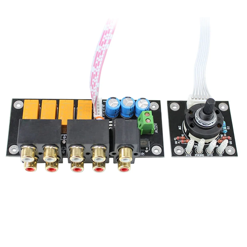 RCA Audio Switch Input Selection Board Lotus Seat Stereo Relay 4-Way Audio Input Signal Selector Switching Amplifier DIY