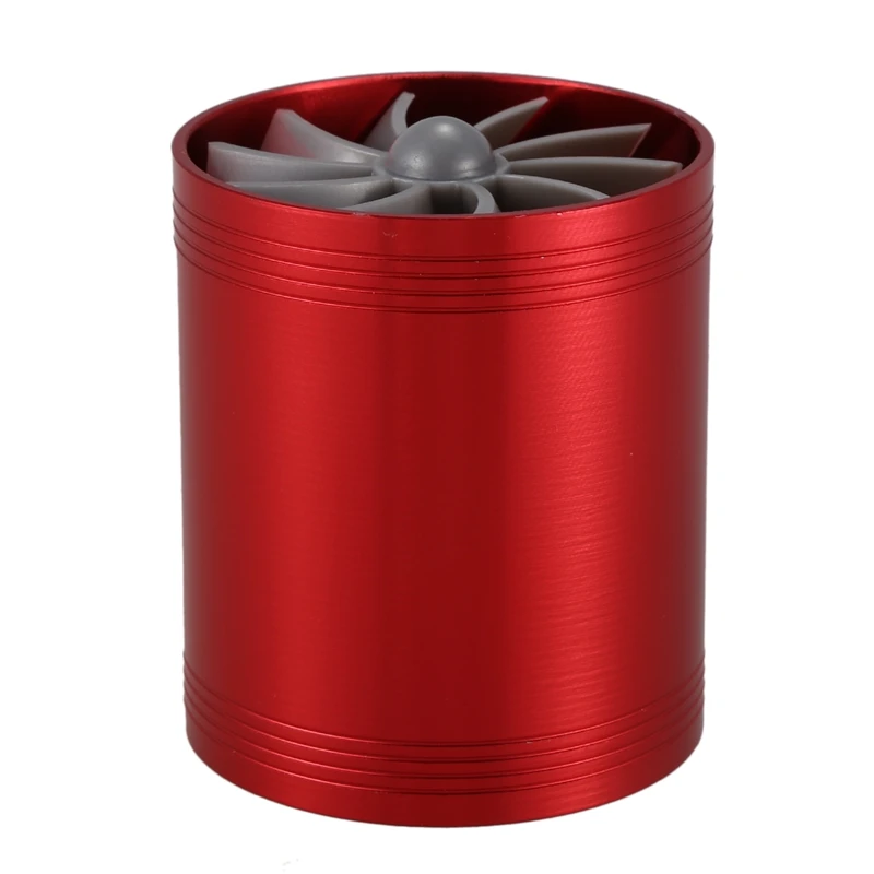 

Double Turbine Turbo Charger Air Intake Gas Fuel Saver Fan for Car (red)