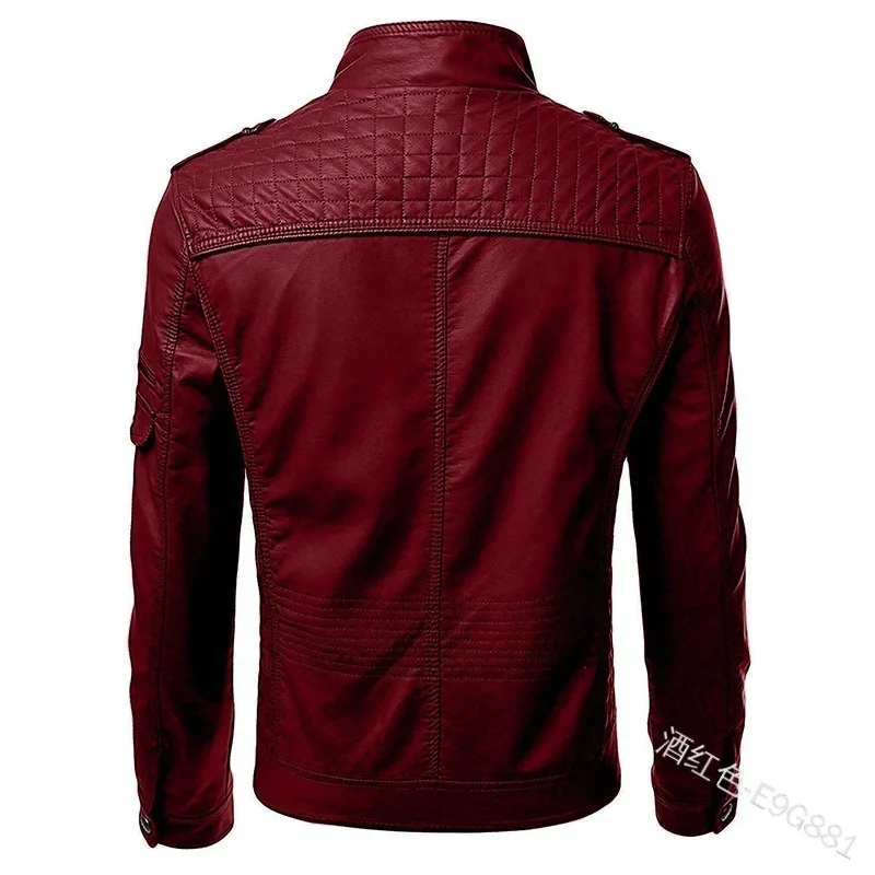 Autumn And Winter New Style Leather Coat Men's Ozhouzhan Hot Selling Solid Color Joint Stand Collar Jacket E9g881