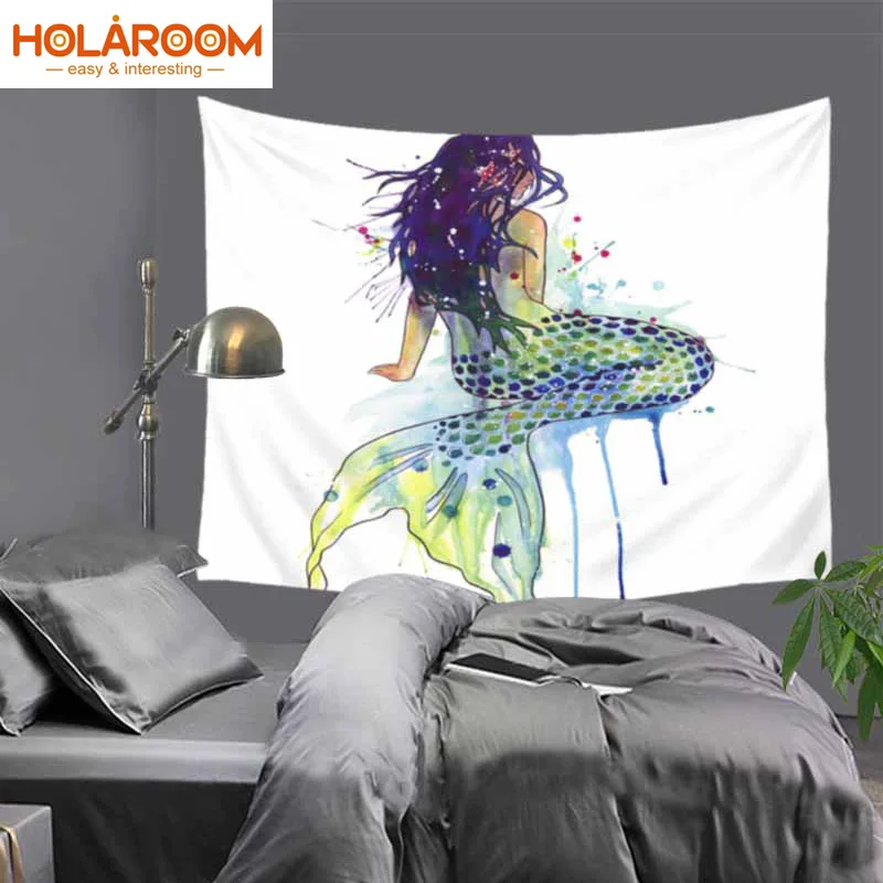 Art Tapestry Mermaid Printed Carpet Landscape Home Decor Wall Hanging 2 Sizes Yoga Mat Blanket Beautiful Tapestries | Дом и сад