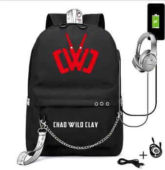 

New 20 colors Chad wild clay game student bag travel bag leisure backpack USB charging headset hole anti theft computer bag