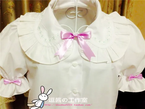 Fresh sweet lolita top kawaii girl peter pan collar victorian shirt loose gothic lolita shirt loli cos soft girl top