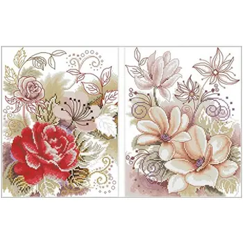 

Pair of flowers patterns Counted Cross Stitch 11CT 14CT 18CT DIY Chinese Cross Stitch Kits Embroidery Needlework Sets