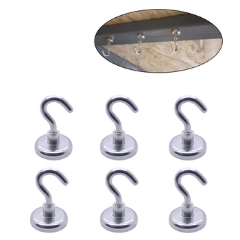 

6 Pcs Strong Magnetic Hooks Heavy Duty Wall Hooks Hanger Key Coat Cup Hanging Hanger for Home Kitchen Storage Organization