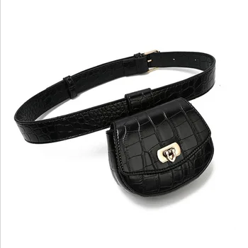 

Wild waist bag women 2020 Japanese and Korean style spring new belt coin purse crocodile pattern lock decoration PU leather wome