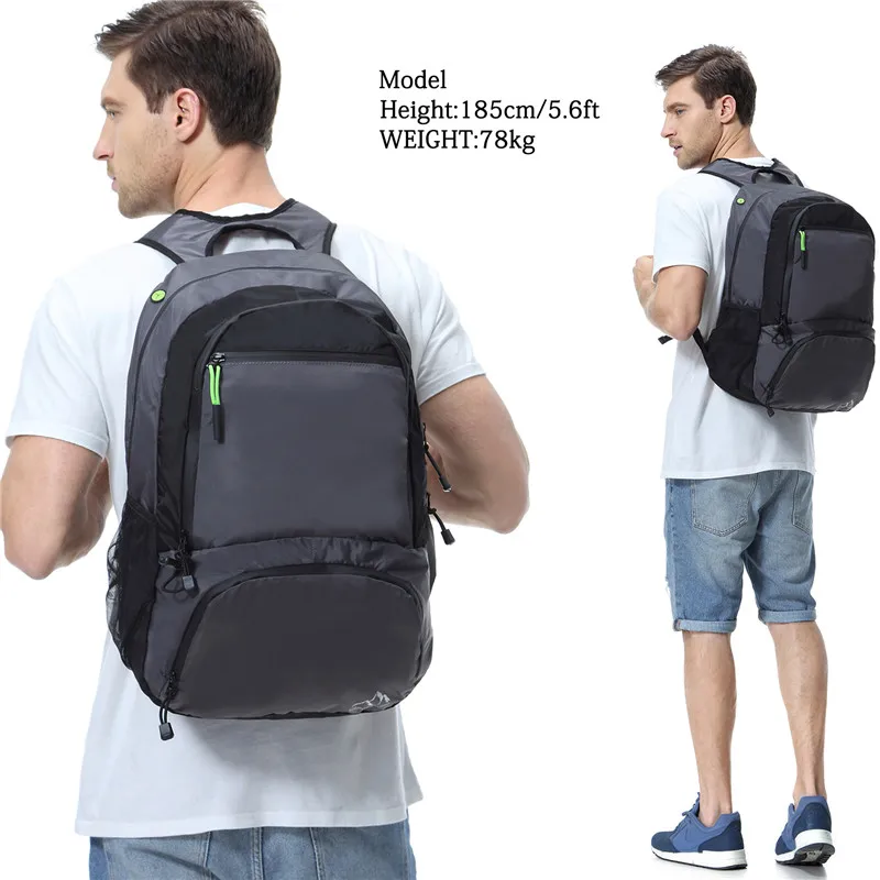 VASCHY Hiking Backpack Men Lightweight Water Resistant Collapsible Foldable Packable Travel Backpack with Chest Strap for Men