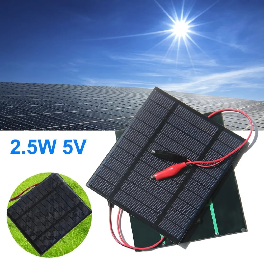 2,5 W 5V батарея поликристаллического кремния с Панели солнечные зарядная плата DIY солнечный Батарея Питание модуль с тигром зажим