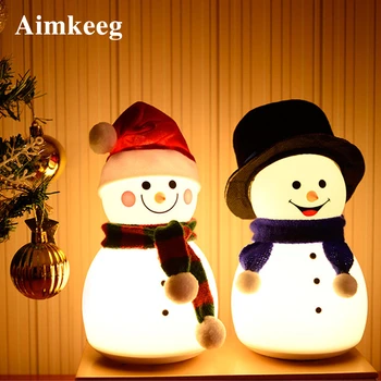 

LED Snowman Night Light Christmas Decoration Table Lamp RGB Music Mode Children Gift for Holiday Bedroom Cute Deaor Lamps