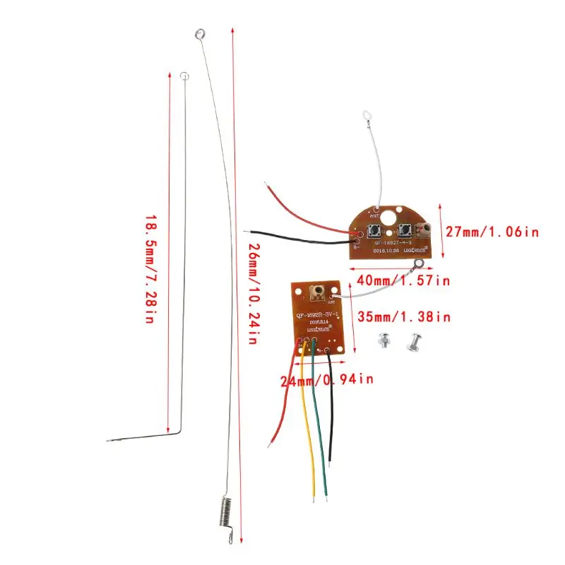 2CH RC Remote Control 27MHz Circuit PCB Transmitter and Receiver Board Radio System with Antenna Set for Car Truck Toy
