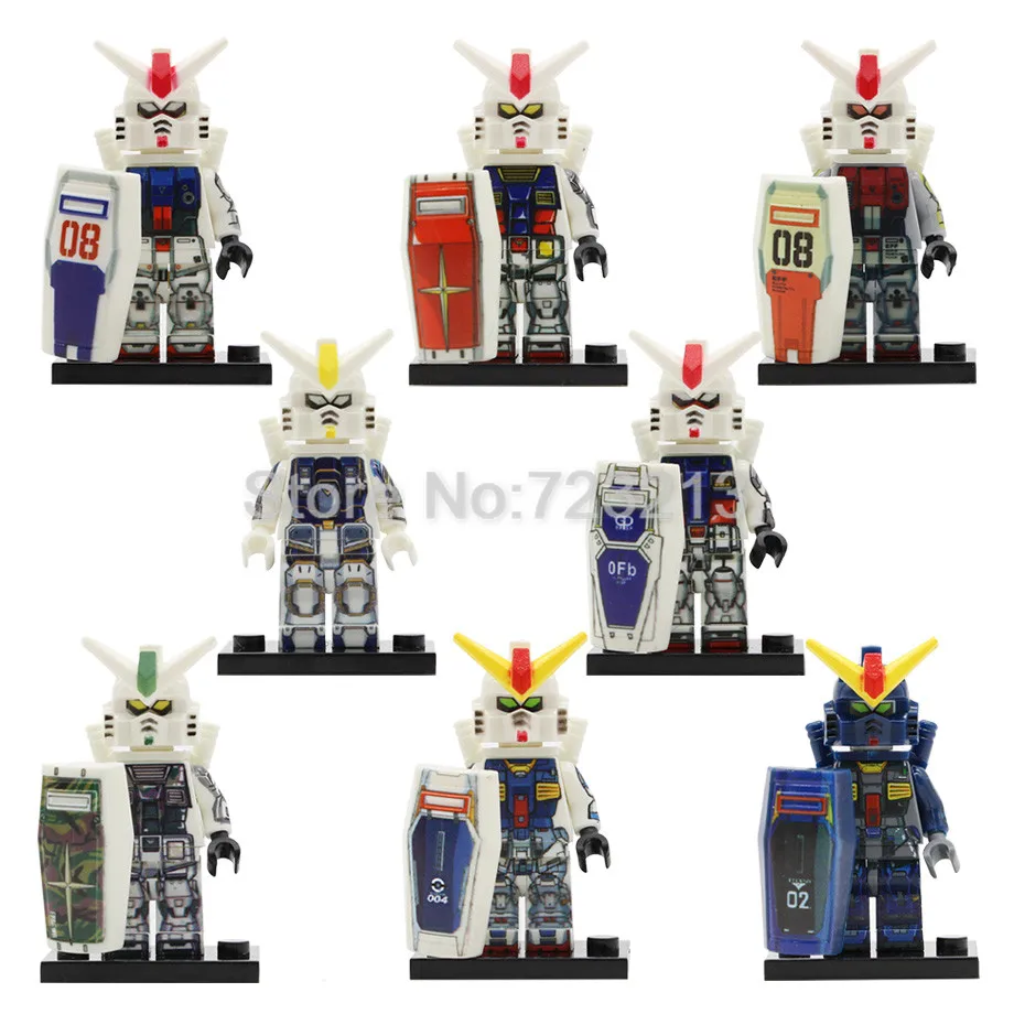 

8pcs/lot GUNDAM Zaku Mobile Armor Suit Seed Destiny AEUG Figure Set Robot RX-78 RX-178 MK-11 RX79 Building Blocks Bricks Toys