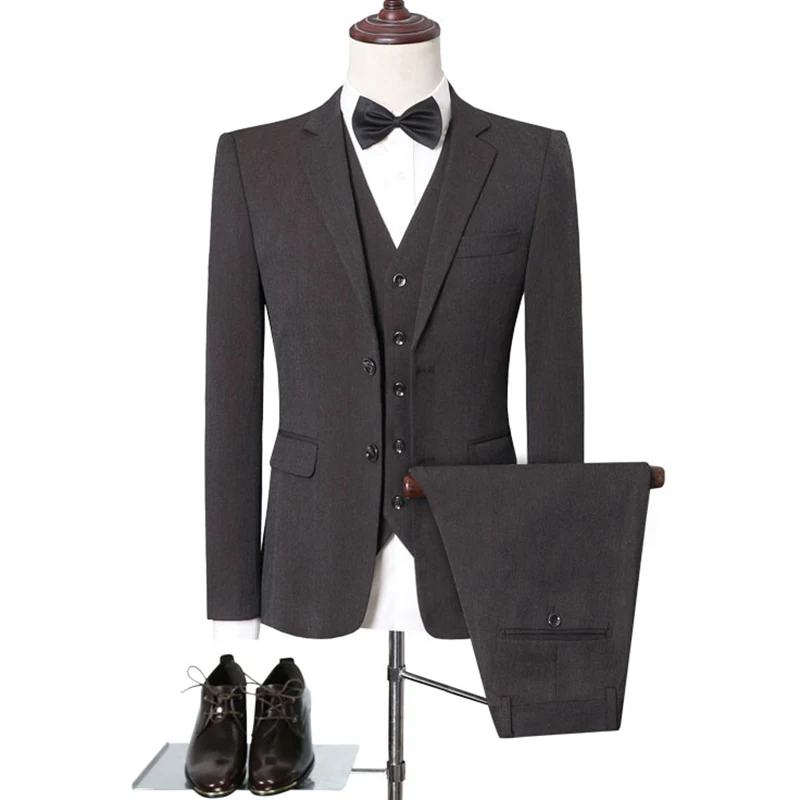 New wedding dress men smart casual suits sets Coat +Trousers +Waistcoat 3 Pieces sets for men Slim Fit Blazers+Pants+Vest sets