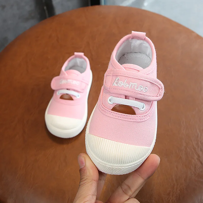 KushyShoo/Детская парусиновая обувь; обувь для мальчиков; Корейская домашняя детская обувь; детская обувь для девочек; кроссовки; повседневная школьная обувь - Цвет: Розовый