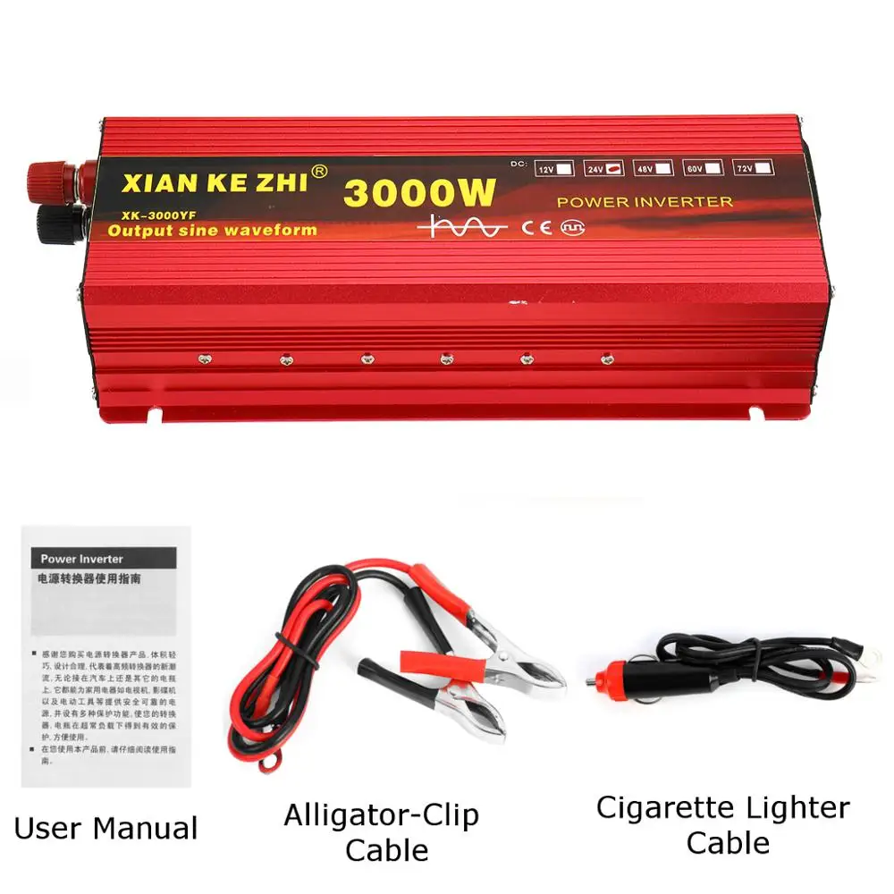 

Power Inverter12V/24V 220V 1600/2200/3000W Voltage transformer Pure Sine Wave Power Inverter DC12V to AC 220V Converter