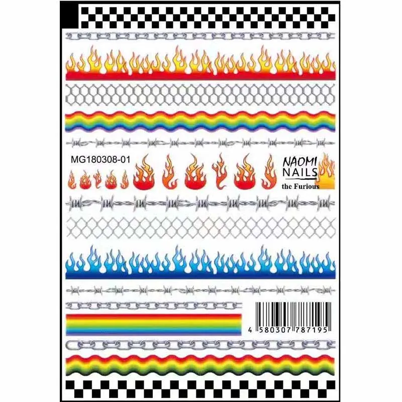 1 шт Водные Наклейки для ногтей красный черный Пламя передачи огня наклейки