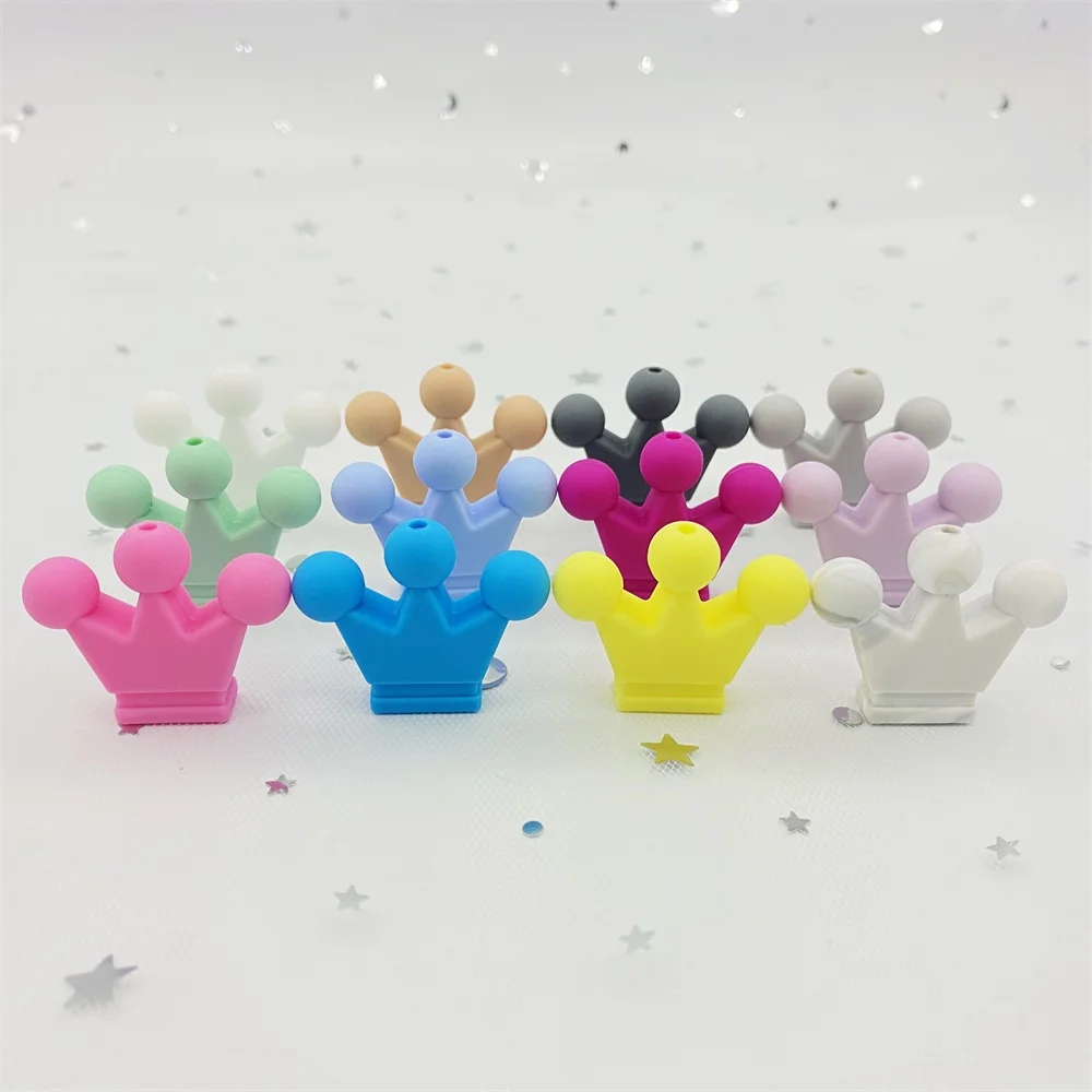 20Pcs 크라운 실리콘 구슬 Teething 장난감 음식 학년 실리콘 DIY Pacifier 체인 펜던트 액세서리 Babi teether kids toy