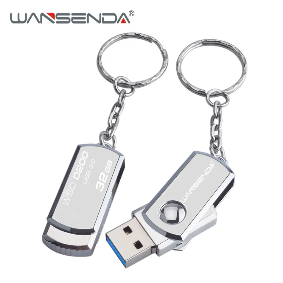 Stainless Steel USB 3.0 USB Flash Drive 256GB 128GB Rotation Pen Drive 16GB 32GB 64GB Pendrive USB Memory Stick with Keychain