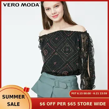 

Vero Moda Women‘s Elasticized Neckline Floral 3/4 Sleeves Tops Blouse | 319158522