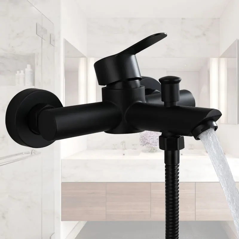 304 Stainless Steel Bathroom Shower Faucets Triple Bathtub Faucet Hot and Cold Water Mixer Valve Nozzle Tap Wall Mounted bathroom faucet bathroom shower faucet set