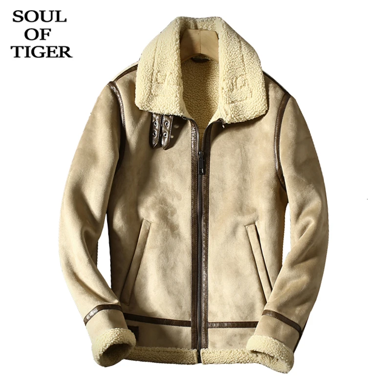 SOUL OF TIGER новые зимние корейские модные стильные мужские винтажные замшевые кожаные куртки мужские теплые меховые свободные пальто на молнии размера плюс