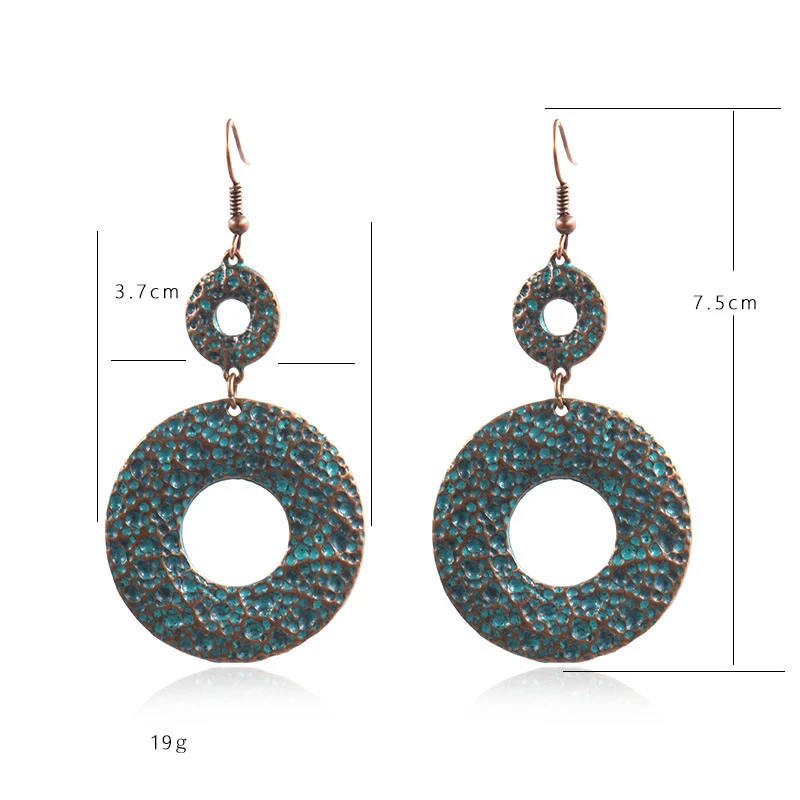 Exknl Fashion Vintage Drop Earrings For Women Alloy Crystal Ethnic Beads Boho Flower Earrings Colorful Dangle Earrings Jewelry