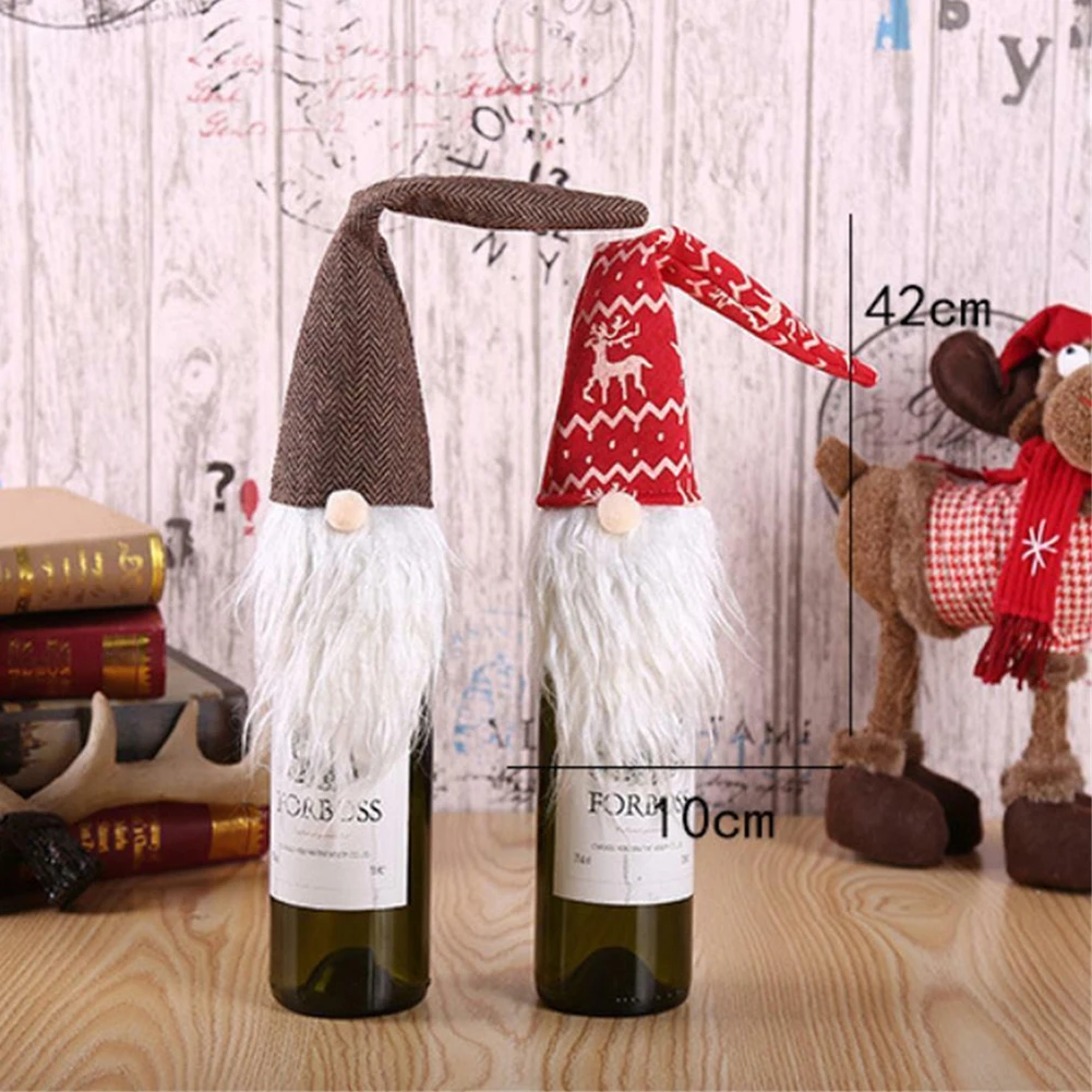Рождественская крышка бутылки вина Санта безликая кукла сумки шляпа фестиваль украшения подарок Санта Клаус Рождественский Декор для обеденного стола шляпа