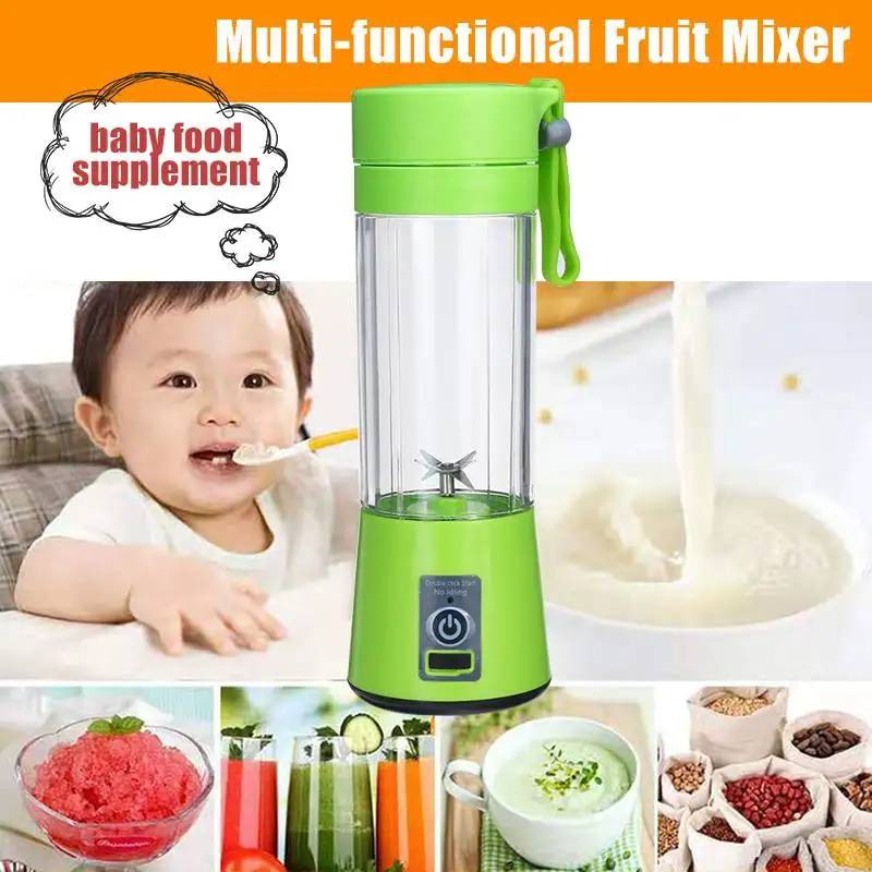 easy to clean electric juicer bottle fruit blender Pink 4 Blades Choners 4/6 blade 400ml portable rechargeable with lid