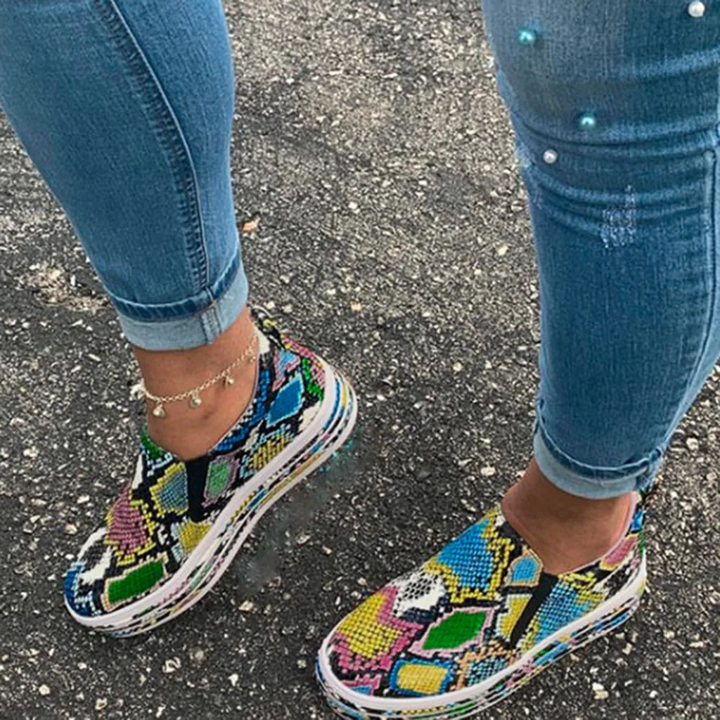 Women Summer Shoes Casual Ladies 2020 Fashion Snake Skin Casual Loafers Roman Flats Shoes Women Zapatos De Mujer