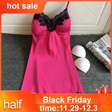 Горячая шелковая сорочка атласная пижама Женская Дамская ночная рубашка женское белье, сексуальная ночная сорочка с подтяжками на груди