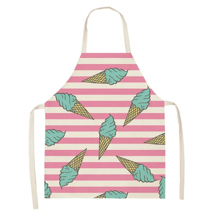 Sweet Donuts Kitchen Aprons for Women Cotton Linen Bibs Household Cleaning Pinafore Home Cooking Apron