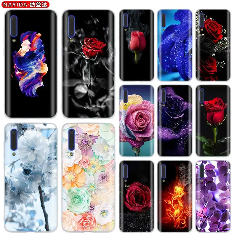 Soft TPU Case For Xiaomi Mi 11 Pro Ultra 10 9 8 SE 6X 5X A3 A1 A2 LITE cc9 cc9e Cover Rose flower Tempered | Мобильные телефоны и