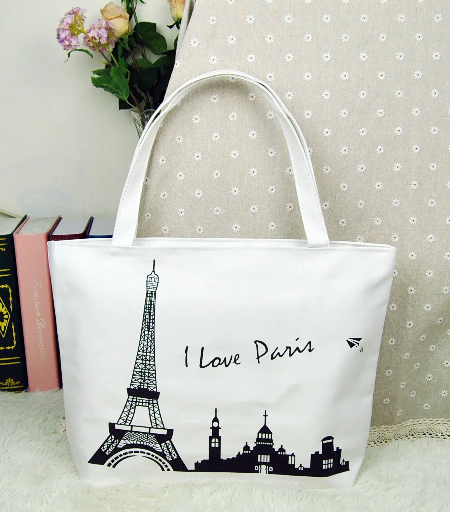

Fashion Hand Shopping Canvas Bag Printed Canvas Bag Environmentally Friendly White with Printed Pattern Canvas Bag