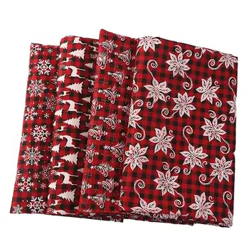 

4PCS Christmas Cotton Linen Fabric Snowflake Deer Cloth for Christmas Calendar Bags and Handbags