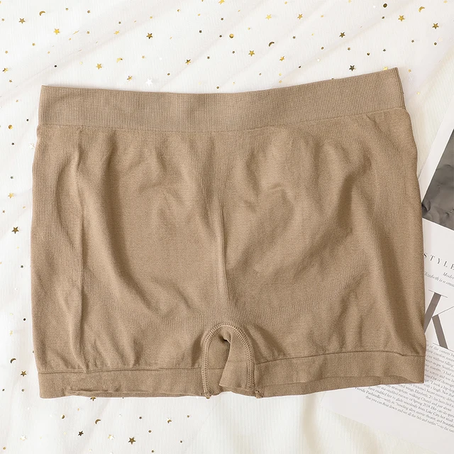 High Waist Seamless Shorts Women Hip Push Up Shorts Safety Short Pants Fitness Boxer Panty Tummy Control Underwear Underpants style1 khaki