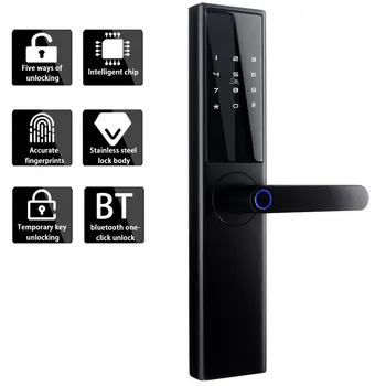 

Smart Fingerprint Door Lock Security Intelligent Lock Electronic Wifi Door Lock With bluetooth Password Card APP Key Unlocking