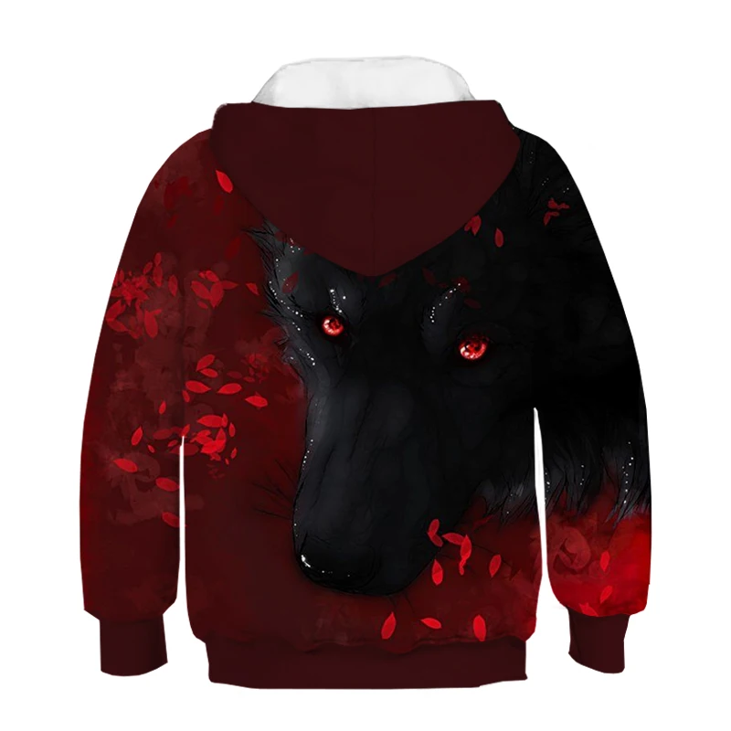 3D Print Wolf Boys Hoodies Coats Autumn Outerwear Kids Animal Hooded Sweatshirt Clothes Children Long Sleeve Pullover Tops children's sweatshirts