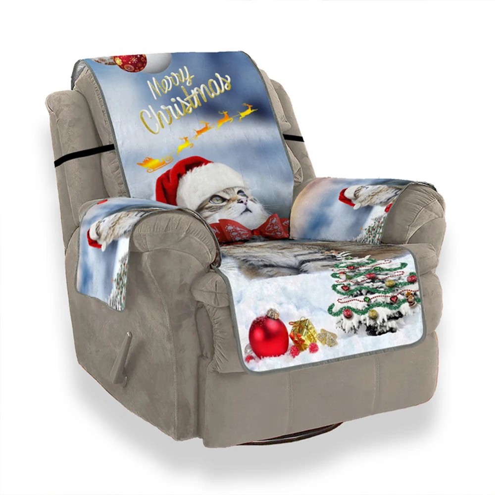 Счастливого Рождества мебель чехлы на сиденья протектор чехол Санта Клаус софа с рисунком диванные покрывала 1/2/3 сидения, цена производителя для Гостиная - Цвет: H