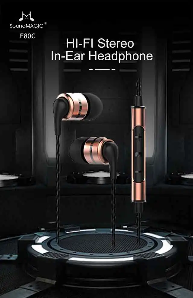 SoundMAGIC E80C Wired Earbuds In-Ear HiFi Earphones with Mic headphones for tv