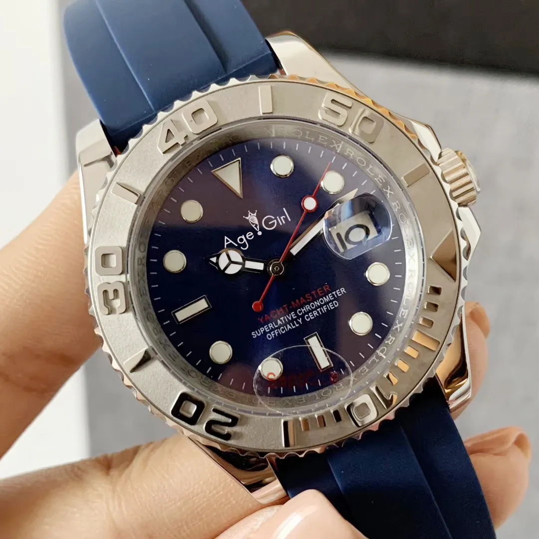 

Luxury New 2019 Black Rubber Oysterflex Yacht Ceramic Men Silver Blue Rose Gold Watch Automatic Mechanical Stainless Steel 40mm