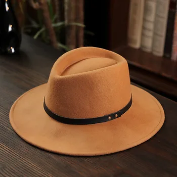 

New Classic Wide Brim Black Fedora Men's Autumn/Winter 100% Woolen Felt Hat Jazz Hat For Women Panama Red Hat Color Casual Wear