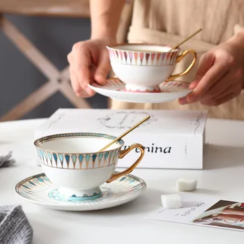 

European Coffee Cup Set Small Luxury High-end Ins Afternoon Tea Tea Set British Coffee Cup And Saucer Simple Bone China Cup