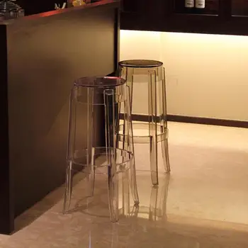 

Plastic Stool Ins Transparent Acrylic Dining Chair Crystal Stool Bar Stool Home Chair Creative High Stool High Stool