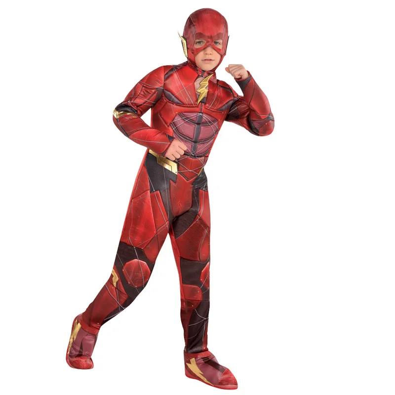 

The Flash Muscle Costume Children Justice League Superhero Cosplay Halloween Costume For Kids Carnival Party Suit Dress Up