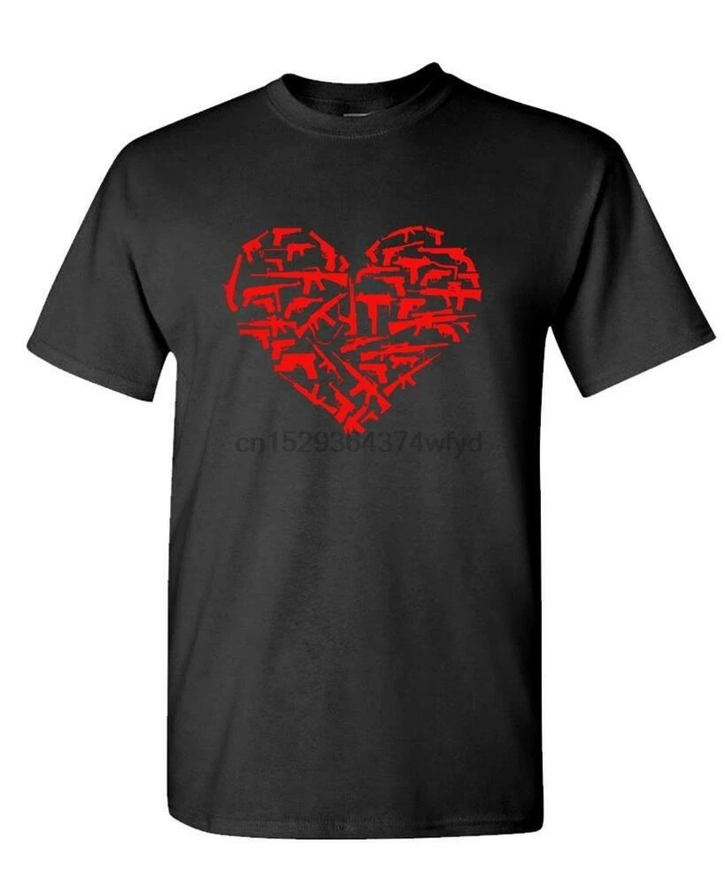 GUN HEART love peace usa america land free - Cotton Unisex T-Shirt |