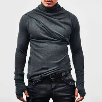 

2020 Spring New Mens Long Sleeve Gloves Designer Tops Tees Turtleneck Slim Fit Casual Harajuku T-shirt Streetwear Pullover 3XL