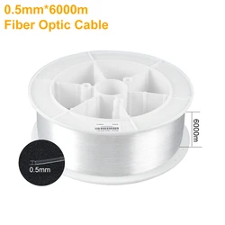 Câble en Fiber optique brillant à bout de rouleau, 0.5MM 6000M, 1 extrémité, pour Source de lumière LED, moteur étoile ciel, décoration à faire soi même, pour la maison et la voiture 