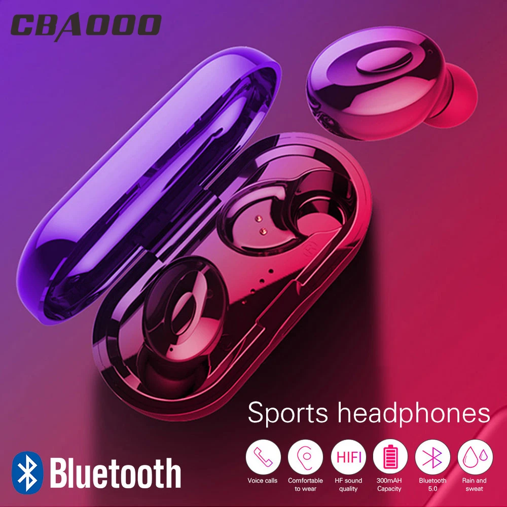 

CBAOOO TWS Bluetooth 5.0 Headphones Wireless Headphones IPX5 In-Ear Sports Headphones Stereo Bass Bluetooth Mini Headphones