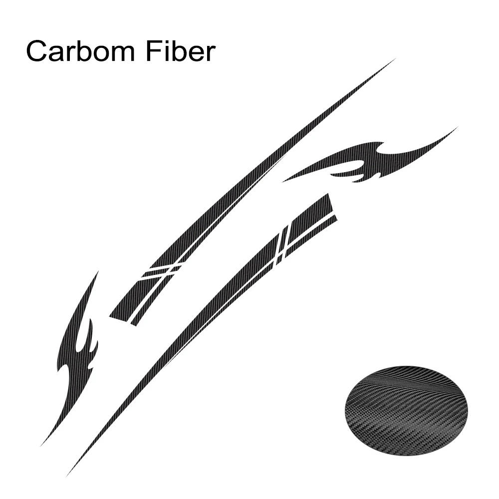 Carbom Fiber 2 шт. наклейки для автомобиля Стайлинг капот двигателя авто дверь боковая юбка полосы наклейка для Honda Civic гоночный украшение для автоматического кузова Аксессуары - Название цвета: Carbom Fiber