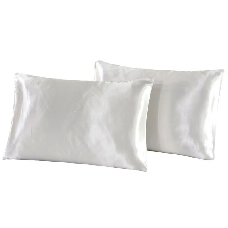 2× Soft Mulberry Silk Pillow Case Solid Color Pillowcase Cover Chair