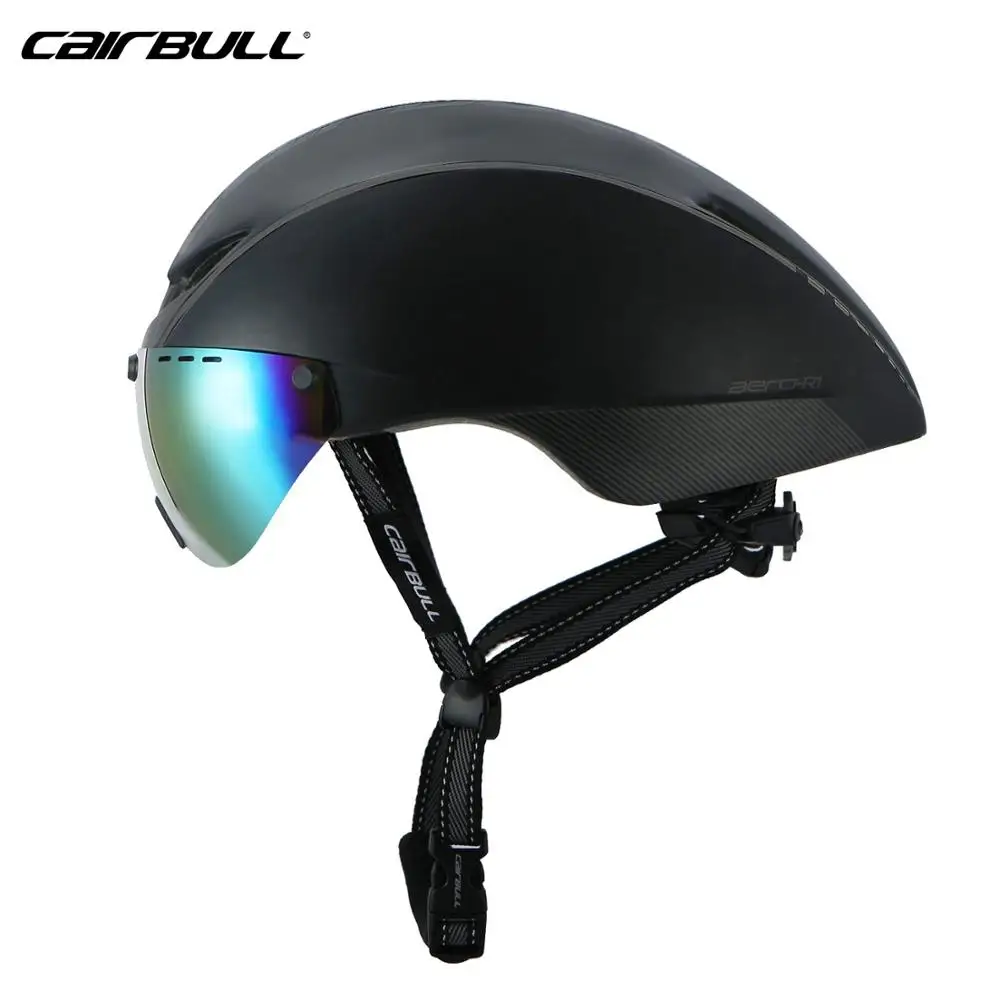 CAIRBULL велосипедный шлем AERO-R1 Магнитные очки дорожный велосипед Профессиональный Пневматический шлем TT езда время-пробный гоночный шлем - Цвет: black